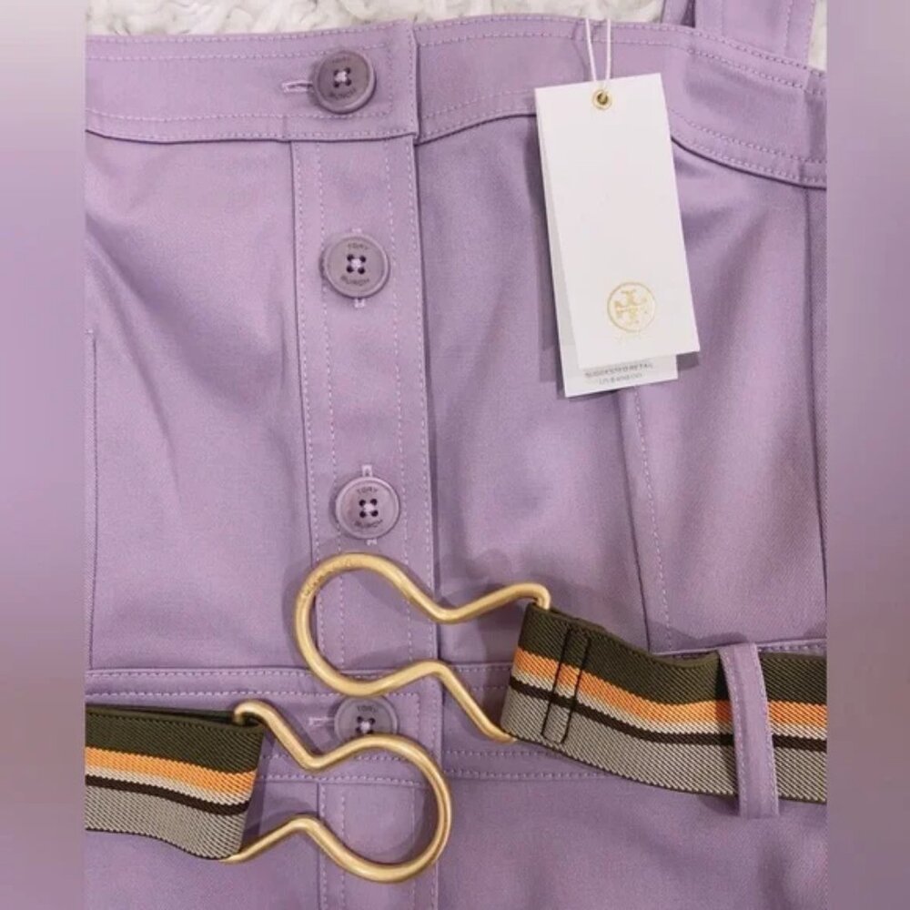 Tory Burch $498 Button Front Sundress 12 Spring Hydrangea Cotton Blend Belted - Picture 4 of 15